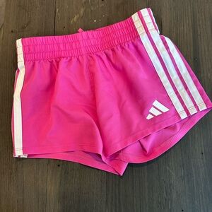 Adidas Girls Hot Pink Sports Shorts with White Accents